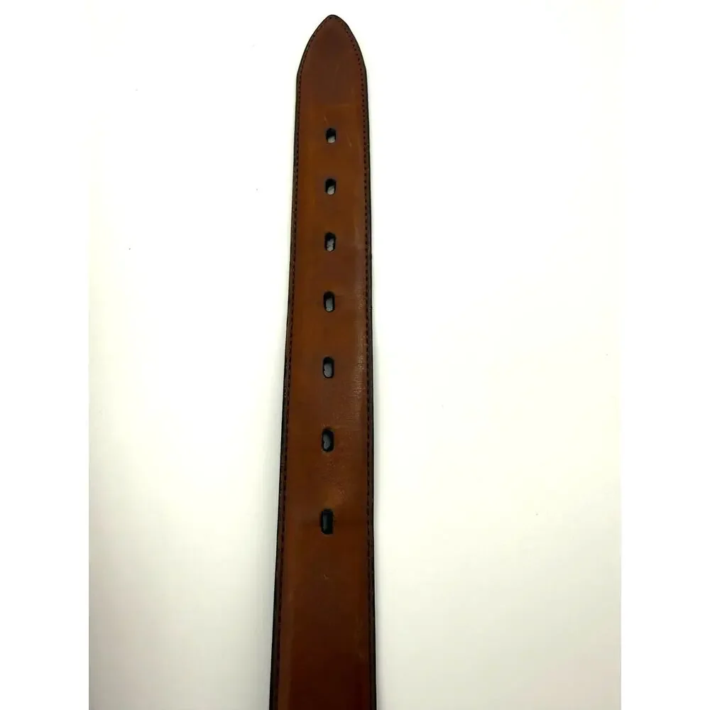 Nautica Brown Leather Belt Silver Buckle Casual Dress Belt Mens XL 44 46 48